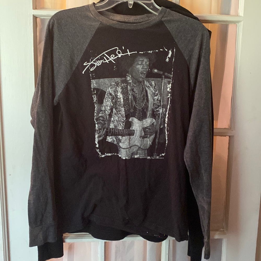 Hendrix long Sleeve Black grey Unisex t-shirt size M, in pre-owned condition